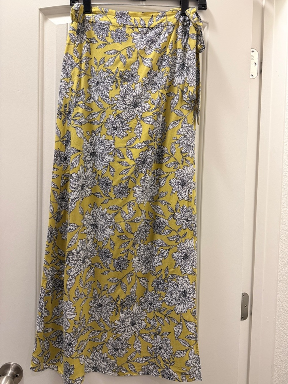 Yellow Floral Wrap Maxi Skirt
